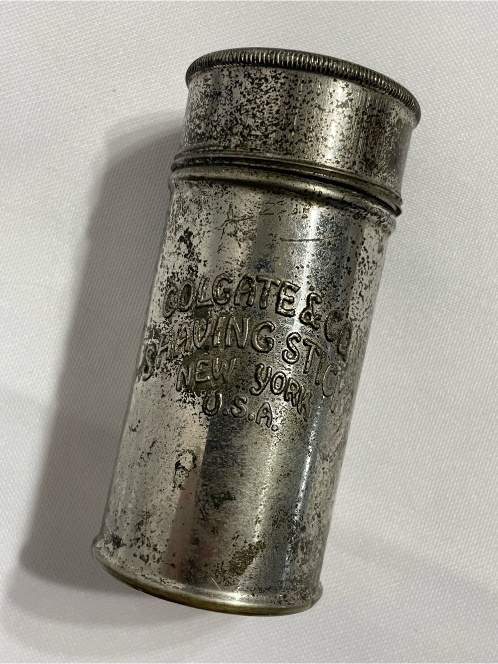 Antique Colgate & Co. Shaving Stick metal container New York, USA, dating from e